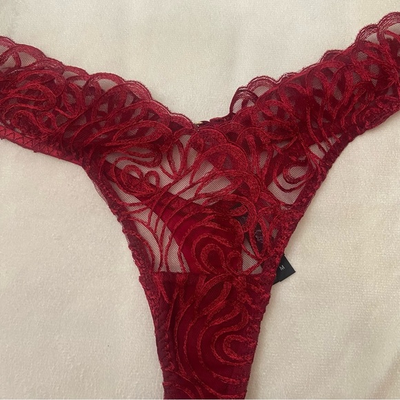 New! For love and lemons after dark red lace thong panty 1350 - Picture 3 of 9